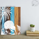 Kiwiana Wall Art featuring a large Kiwi bird, printed on eco-friendly plywood, perfect for New Zealand-themed home decor.