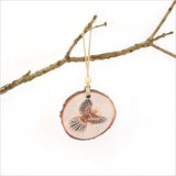 Intricate KWW Fantail Wood Slice Ornament, eco-friendly, handcrafted, 80mm x 75mm, perfect for holiday decor or gifts.