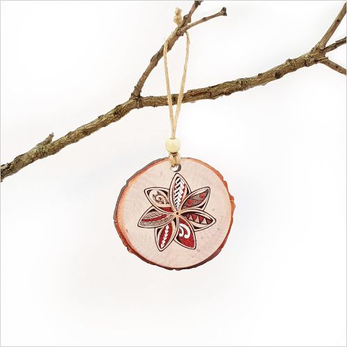 Wood Slice Ornament : KWW Flower - Ornaments