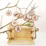 KWW Flower Wood Slice Ornament featuring intricate laser-cut designs and vibrant prints, perfect for Christmas decor.