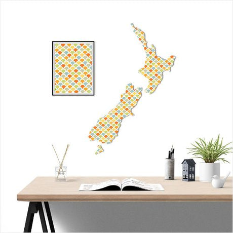 Large NZ map wall art featuring a wave pattern, crafted from durable ACM, perfect for enhancing any indoor or outdoor space.