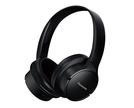 Panasonic Wireless On Ear Headphones in black, featuring 40mm drivers, 50-hour battery life, and Bluetooth connectivity.