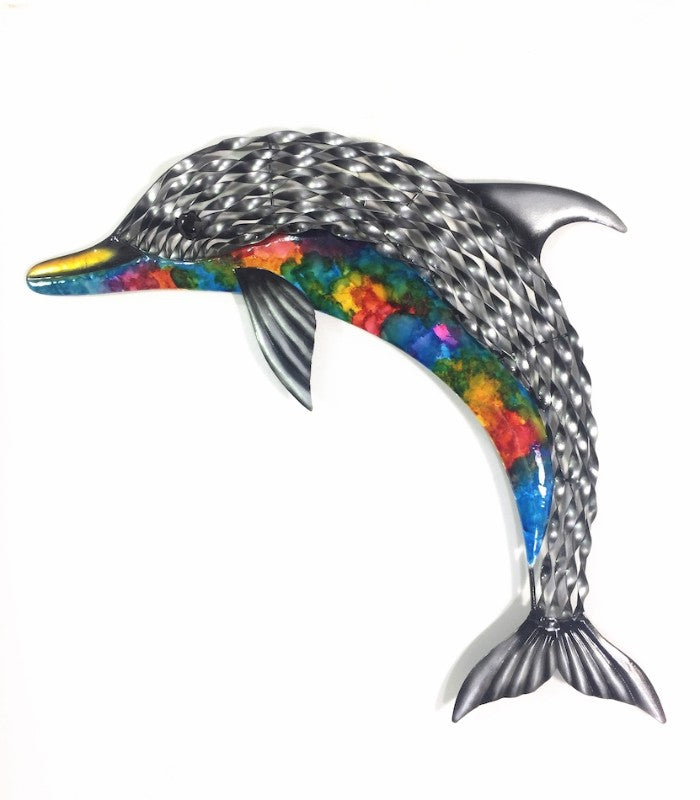 Vibrant Dolphin - Rainbow decor piece, 1.5 x 58 x 35 cm, adds color and charm to any nautical-themed space.