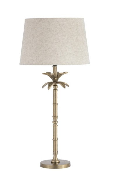 Table Lamp with Shade - 53cm (Lamp - Brass Antique / Shade - Natural Linen)