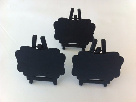 Mini easel blackboards in a pack of 3, perfect for displaying messages at weddings, parties, and more.