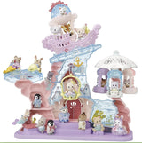 A whimsical sea-themed castle playset with rides for baby Sylvanians in charming mermaid outfits, inspiring imaginative play.