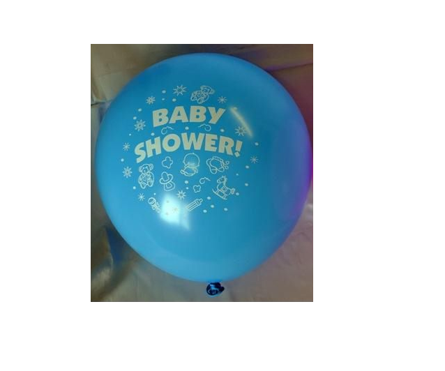 Blue baby shower balloons, 30cm, pack of 10 for air or helium, perfect for decorations and creating a festive atmosphere.
