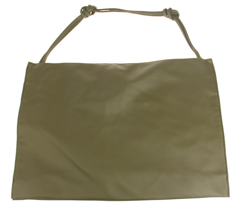 Chic olive green imitation leather bag with ample storage, perfect for any occasion and eco-friendly fashion enthusiasts.