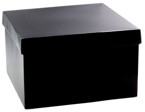 Sleek black balloon box, 38 x 38 x 23cm, perfect for elegant balloon displays at any celebration or event.