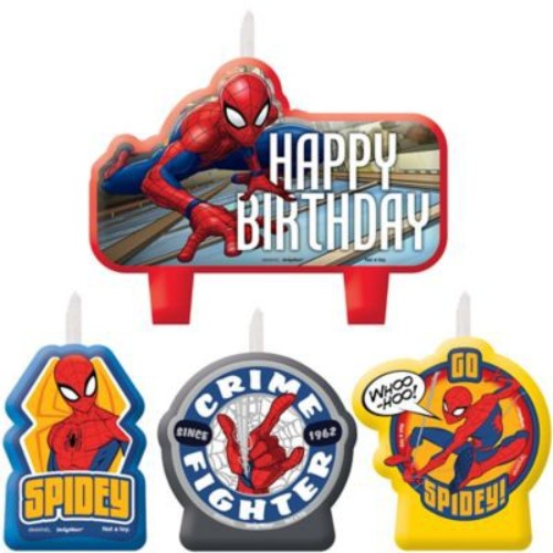 Spiderman Webbed Candle Set Happy Birthday Pack of 4