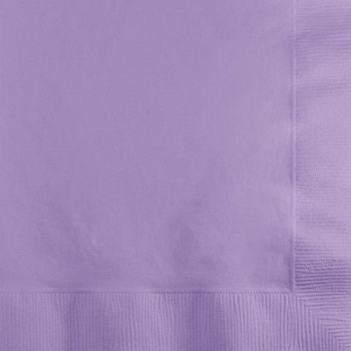 Elegant lavender beverage napkins, 25cm x 25cm, pack of 50, perfect for weddings and parties.