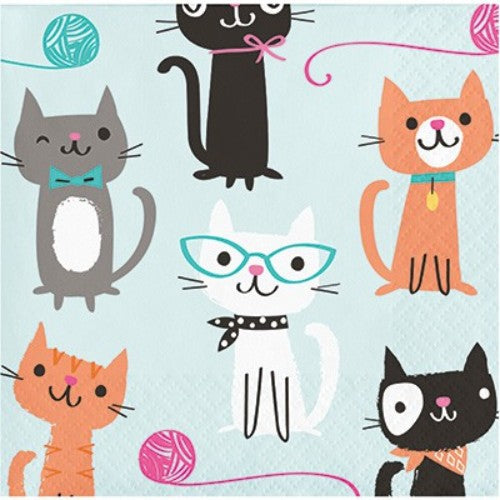 Purrfect Party Beverage Napkins - Pack of 16