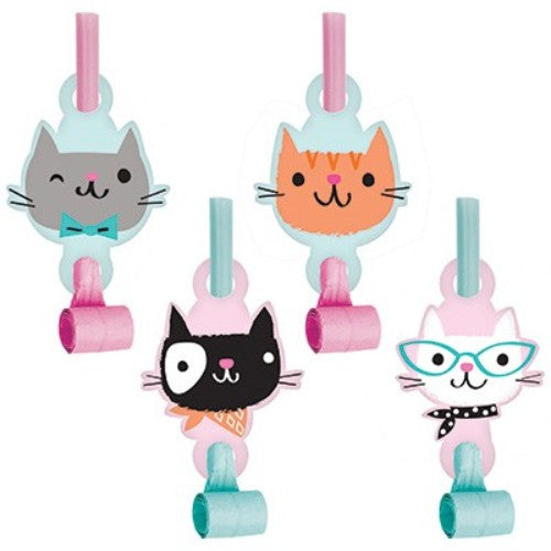 Purrfect Party Blowouts with Medallions - Pack of 8