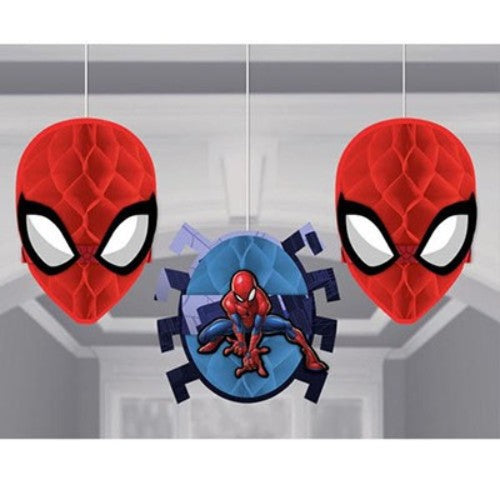 Spiderman Webbed Honecomb Decorations Pack of 3