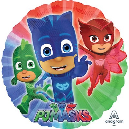 45cm PJ Masks foil balloon featuring Catboy, Owlette, and Gekko, perfect for superhero-themed parties and celebrations.