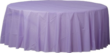 Vibrant hydrangea-patterned plastic table cover for 2.1m round tables, perfect for indoor and outdoor events.