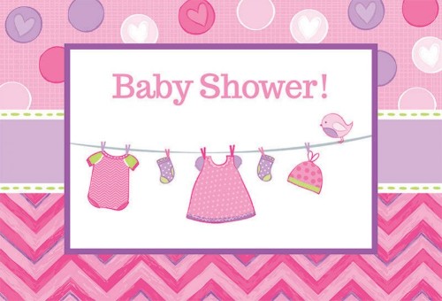 Charming baby shower postcard invitations featuring a whimsical girl design, perfect for celebrating new arrivals. Pack of 8.