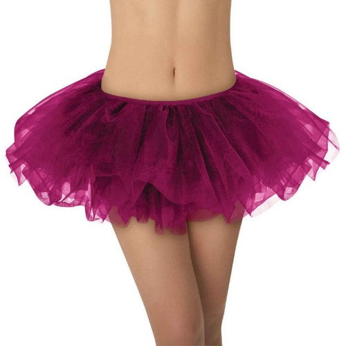 Burgundy tutu for adults, lightweight and stylish, perfect for costumes, dance, and themed parties, fits waist up to 28.5".