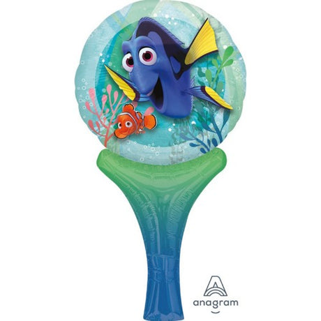 Vibrant 15cm x 30cm Finding Dory foil balloon, perfect for underwater-themed parties and memorable celebrations.