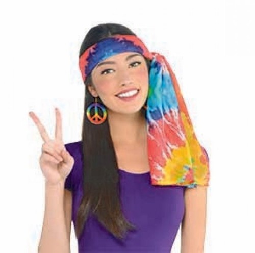 Colorful Hippie Headscarf made from breathable fabric, versatile for wearing as a head wrap, bandana, or neck scarf.