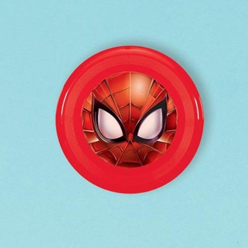 Colorful 10cm Spider-Man flying disc featuring web design, perfect for outdoor games and superhero-themed parties.