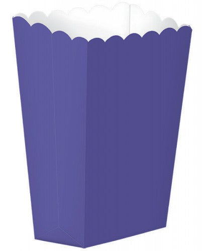 Small Popcorn Favour Boxes in vibrant purple, perfect for events; pack of 5, ideal for snacks and treats.