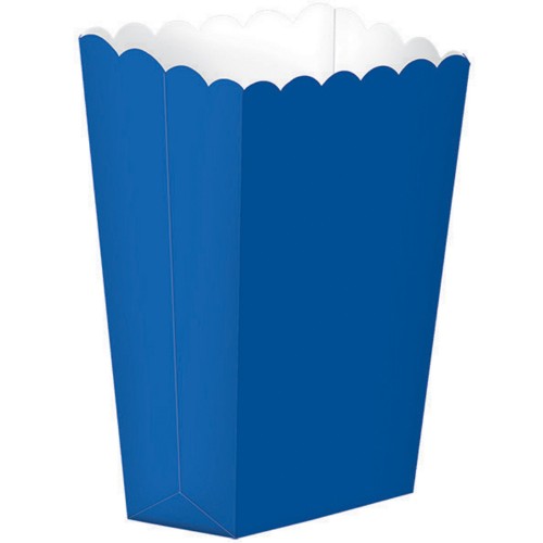 Bright royal blue popcorn favor boxes, pack of 5, perfect for party treats and elegant celebrations.