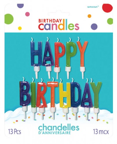 Happy Birthday Letter Candles - Multi (13 units) - Pack of 13