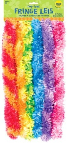 Pack of 6 Hawaiian Two Tone Rainbow Leis, 36 inches, featuring vibrant colors for tropical-themed parties and celebrations.