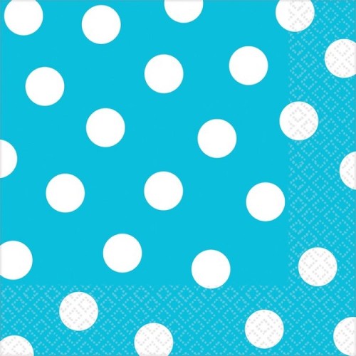 Caribbean Blue Dots Lunch Napkins in a pack of 16, perfect for adding elegance to any dining occasion.