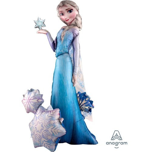 Airwalker foil balloon featuring Elsa the Snow Queen, 88cm x 144cm, perfect for Frozen-themed celebrations and photo ops.