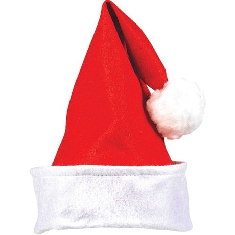 Felt Santa hat for adults with a charming folded cuff, perfect for holiday festivities and celebrations.