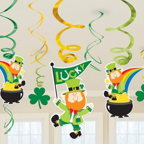 Hanging Swirls St Patrick's Day Leprechauns - Pack of 12