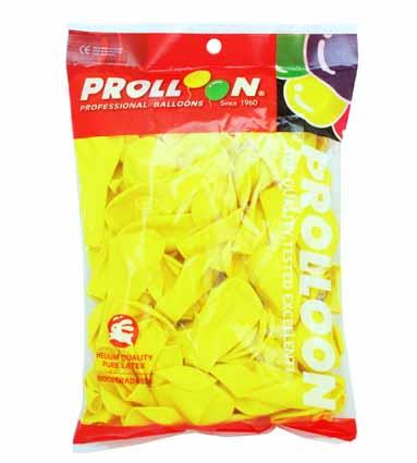 Bright yellow balloons in a pack of 100, perfect for celebrations, measuring 20cm, suitable for helium or air.