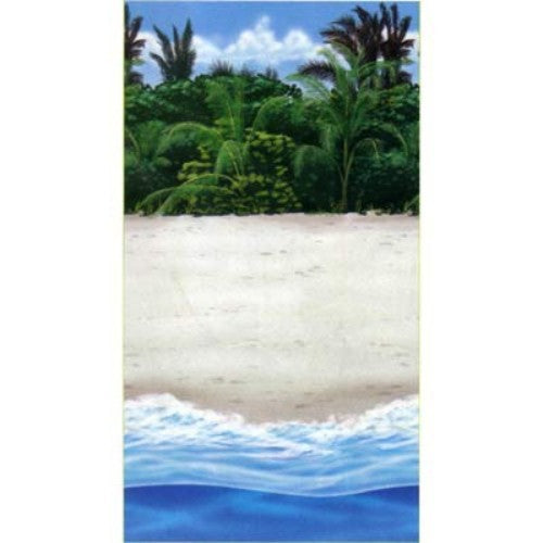 Vibrant beach scene wall decoration, 120cm x 12m, perfect for summer parties and immersive decor.