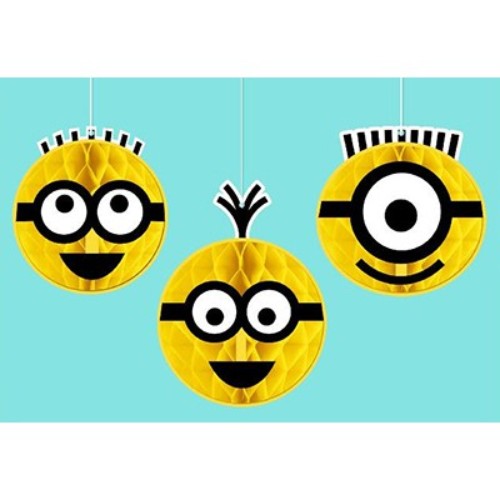 Despicable Me Minion Made Honeycomb Decorations -Pack of 3