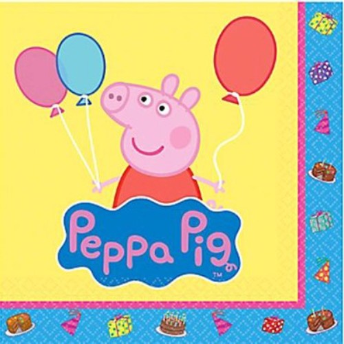 Peppa Pig Beverage Napkins featuring a vibrant design, perfect for kids' parties and themed celebrations, pack of 16.