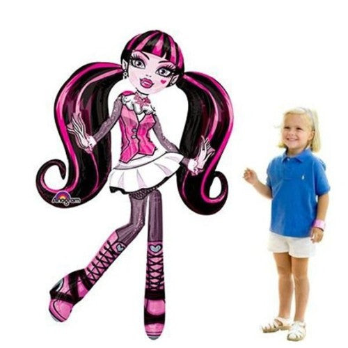 Airwalker Monster High Draculara balloon, 116x165cm, self-sealing foil, perfect for themed parties and Halloween celebrations.