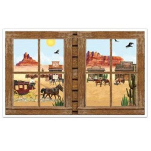 Western window cutout prop measuring 96cm x 1.57m, perfect for photo opportunities at cowboy-themed events.