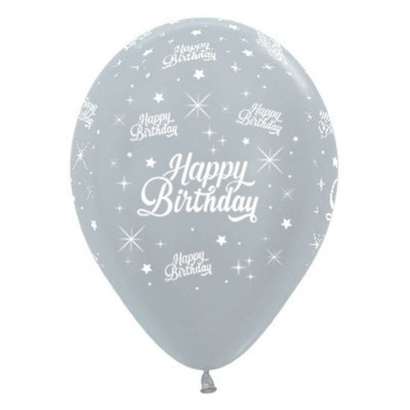 30cm silver metallic pearl latex balloons for birthdays, pack of 25, perfect for elegant party decor and celebrations.