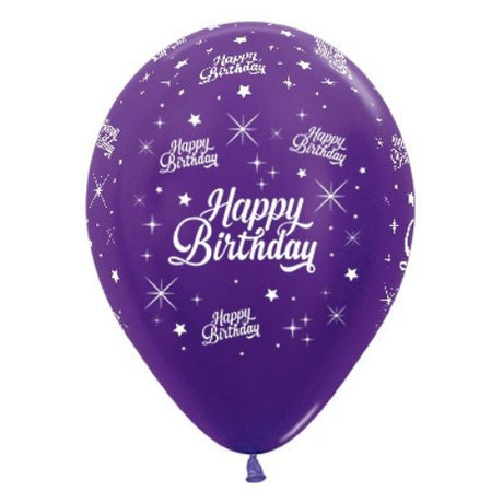 30cm metallic purple violet birthday balloons, pack of 25, perfect for festive decorations and elegant celebrations.