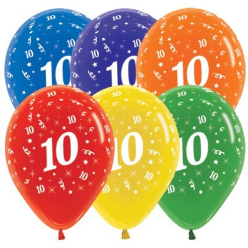 Vibrant pack of 25 Age 10 jewel crystal latex balloons, perfect for birthday celebrations and memorable moments.