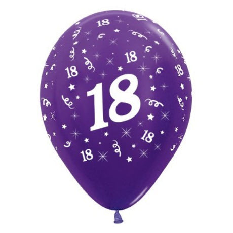 Pack of 25 purple violet metallic pearl balloons for 18th birthday celebrations, perfect for elegant party decor.