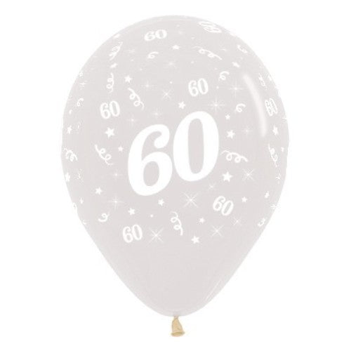 Balloons Age 60 Jewel Crystal Clear  - Pack of 25