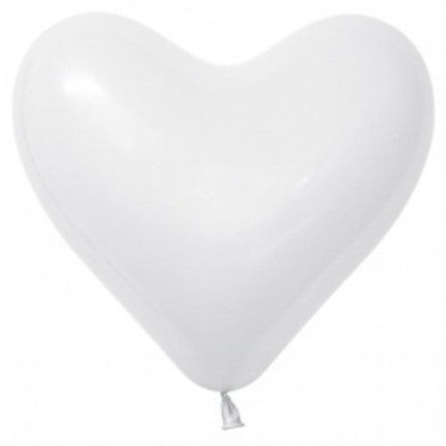 28cm Hearts Fashion White Latex Balloons - Pack of 12