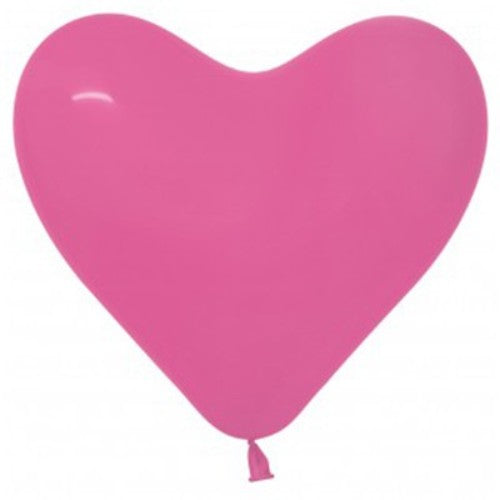 Fuchsia pink heart-design latex balloons, 28cm, pack of 12, perfect for celebrations and party decorations.