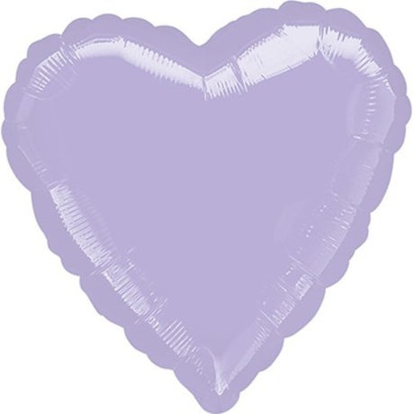 45cm heart-shaped pastel lilac foil balloon, perfect for festive occasions and easy to inflate with helium.