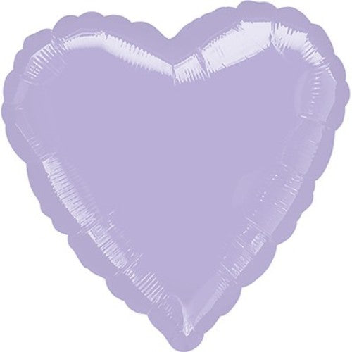 45cm heart-shaped pastel lilac foil balloon, perfect for festive occasions and easy to inflate with helium.