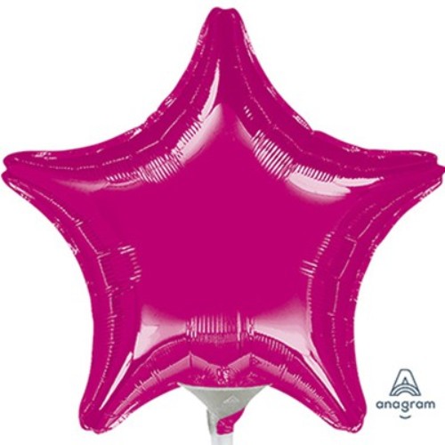 10cm fuchsia pink star foil balloon, perfect for celebrations, retains shape, easy air inflation, great for decor and gifts.