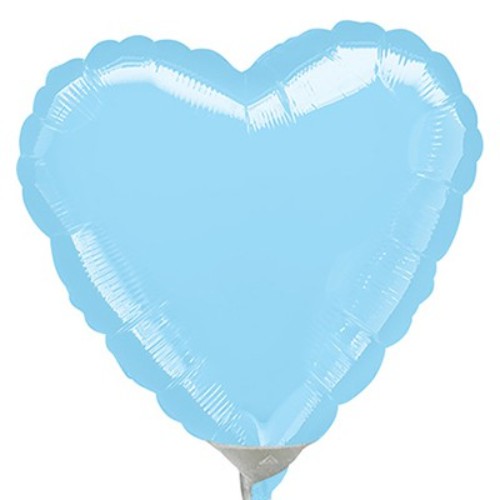 Pastel blue 22cm heart balloon, ideal for celebrations, birthdays, and baby showers, crafted for elegance and versatility.